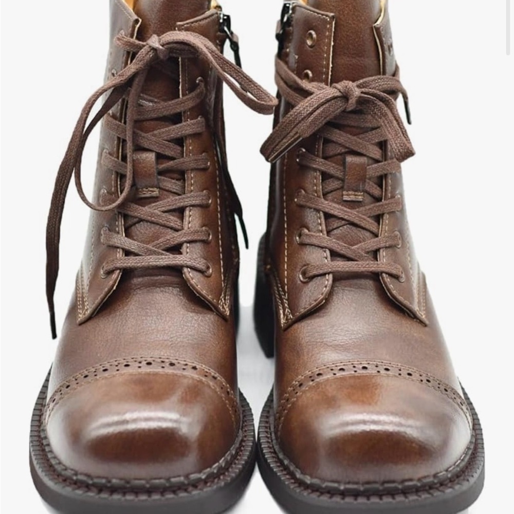 Rebamima Women’s Brogue Genuine Leather Oxford Boots 7.5US 240(1.5)UK